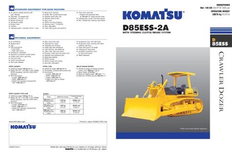 Lower ground pressure than D61EX <b>Fuel</b> <b>consumption</b> is reduced up to an additional 5% over prior model Features and benefits. . Komatsu d85 dozer fuel consumption per hour